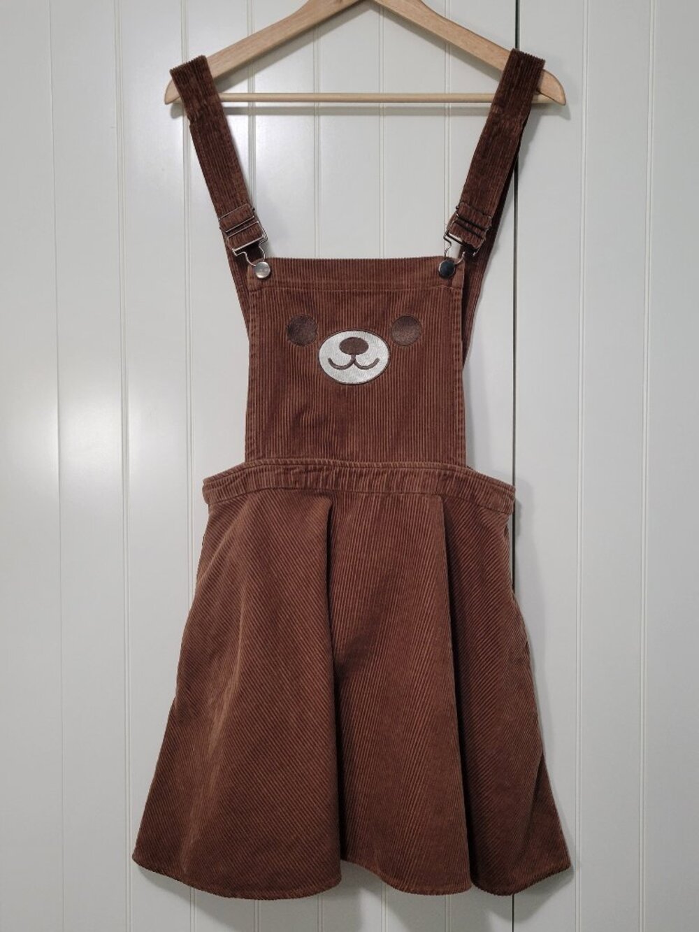 Hot Topic Kawaii Grunge Emo Soft Corduroy Bear Pinafore Overall Jumper Dress SM
